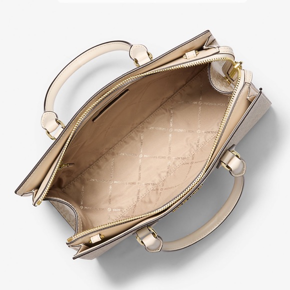 Michael Kors Sheila Medium Signature Logo and Metallic Satchel Crossbody CZ NWT - Picture 3 of 16